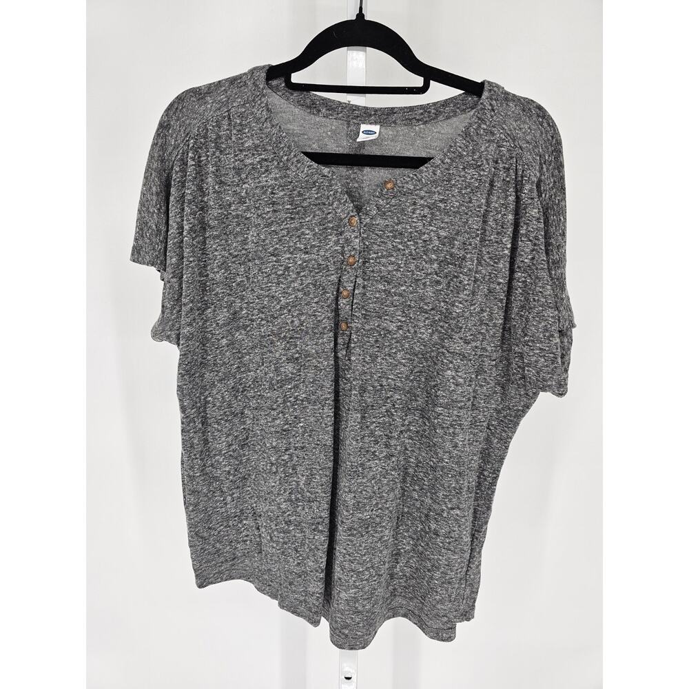 Old Navy Womens Sz XL Short Sleeve Loose Fit T Shirt Gray Heathered - Picture 1 of 3